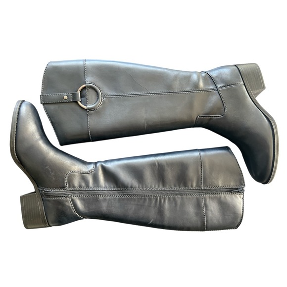 NEW Alfani Women’s Navy Leather Knee High Boots Size 7.5 Fashion Comfort Classic - Picture 6 of 10